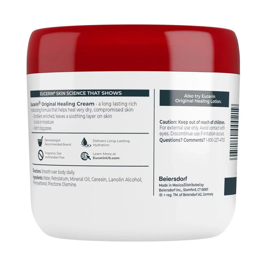 Eucerin Original Healing Cream Fragrance Free Body Cream for Dry Skin Unscented - 16oz