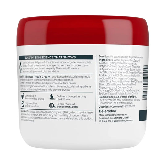 Eucerin Advanced Repair Fragrance Free Body Cream for Dry Skin Unscented - 16oz