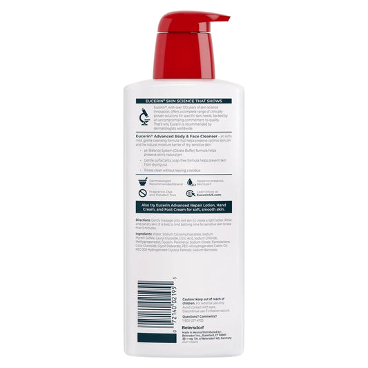 Eucerin Advanced Cleansing Body and Face Cleanser - Unscented - 16.9 fl oz