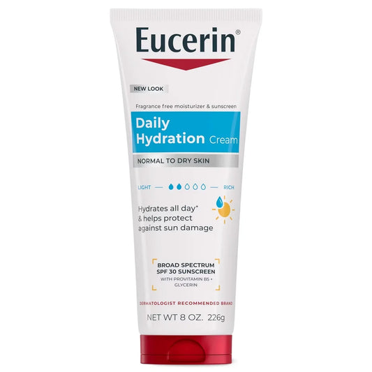 Eucerin Daily Hydration Broad Spectrum SPF 30 Sunscreen Body Cream for Dry Skin Unscented - 8oz