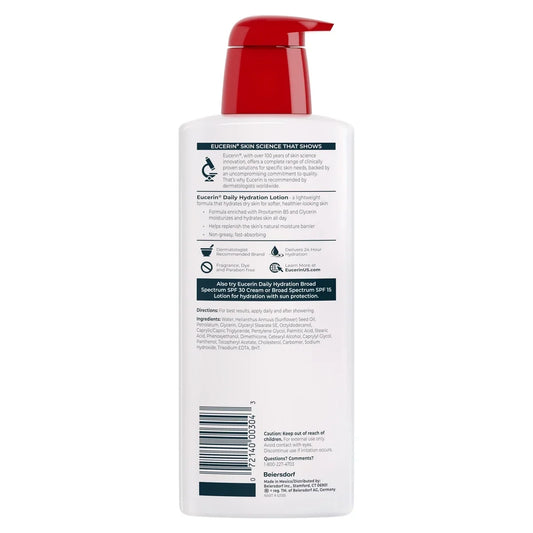 Eucerin Daily Hydration Unscented Body Lotion for Sensitive Dry Skin - 16.9 fl oz
